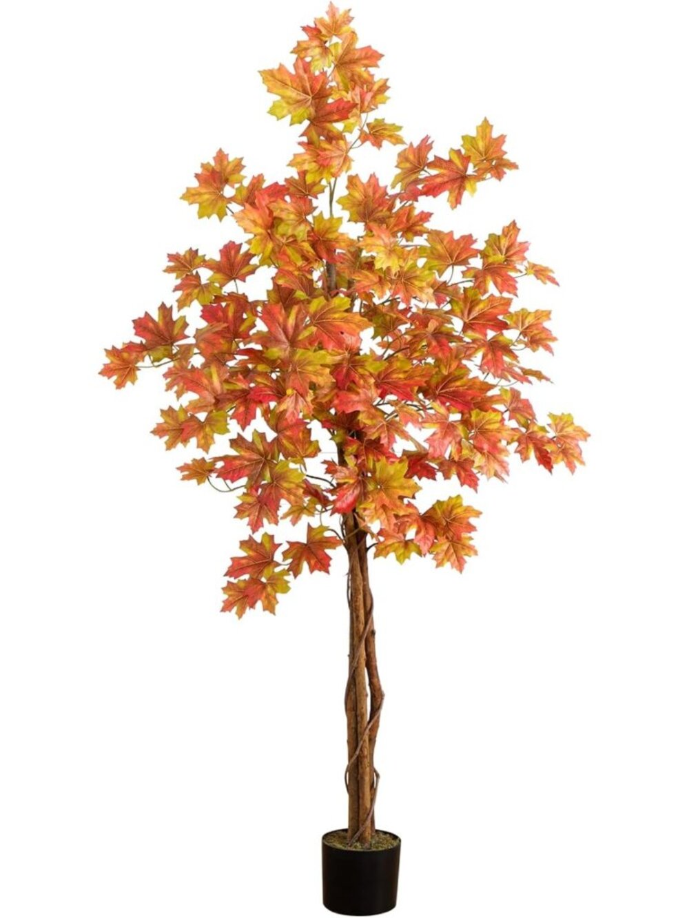 5ft Artificial Autumn Maple Tree in Pot - Deluxe Fall Decor for Home & Office